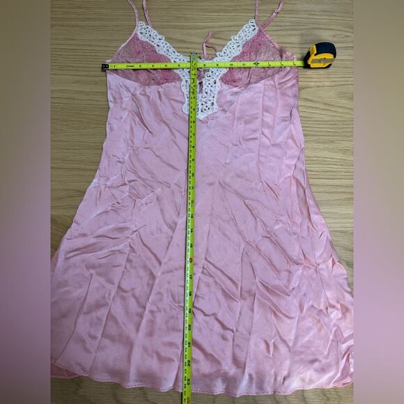 Vintage Pink Lace Slip Dress Y2K Nightie – JIEXIU Size M - Picture 9 of 10